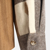 Flannel Plaid Corduroy Patchwork Hooded Shirt & Corduroy Pants Set