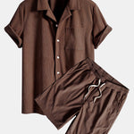 Short Sleeve Corduroy Cuban Shirt & Shorts Set