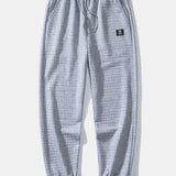 Contrast Waffle Hooded Shirt & Drawstring Waffle Jogger Pants Set
