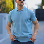Open-Collar Pointelle Knit Polo