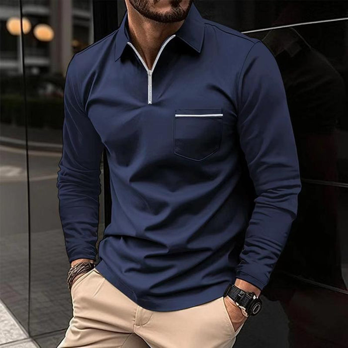 LONG SLEEVE COLLAR POLO SHIRT FOR MEN