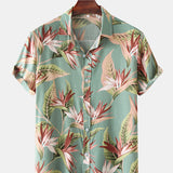 Oil Print Leaf Short Sleeve Shirts