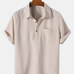 Corduroy Solid Short Sleeve Basic Shirts