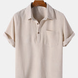 Corduroy Solid Short Sleeve Basic Shirts