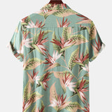 Oil Print Leaf Short Sleeve Shirts