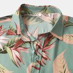 Oil Print Leaf Short Sleeve Shirts