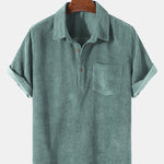 Corduroy Solid Short Sleeve Basic Shirts