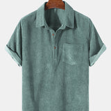 Corduroy Solid Short Sleeve Basic Shirts