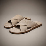 Grayson Suede Cross-Strap Slides