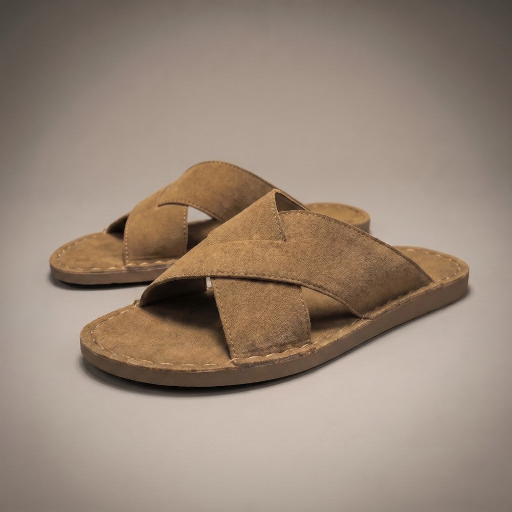 Grayson Suede Cross-Strap Slides