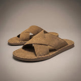 Grayson Suede Cross-Strap Slides