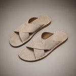 Grayson Suede Cross-Strap Slides