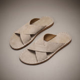 Grayson Suede Cross-Strap Slides