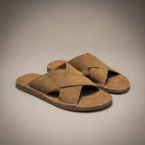 Grayson Suede Cross-Strap Slides