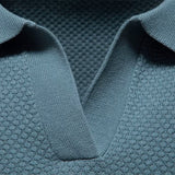 Open-Collar Pointelle Knit Polo
