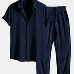 Muscle Fit Ribbed Shirt & Straight Leg Ribbed Pants Set