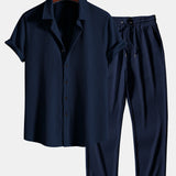 Muscle Fit Ribbed Shirt & Straight Leg Ribbed Pants Set